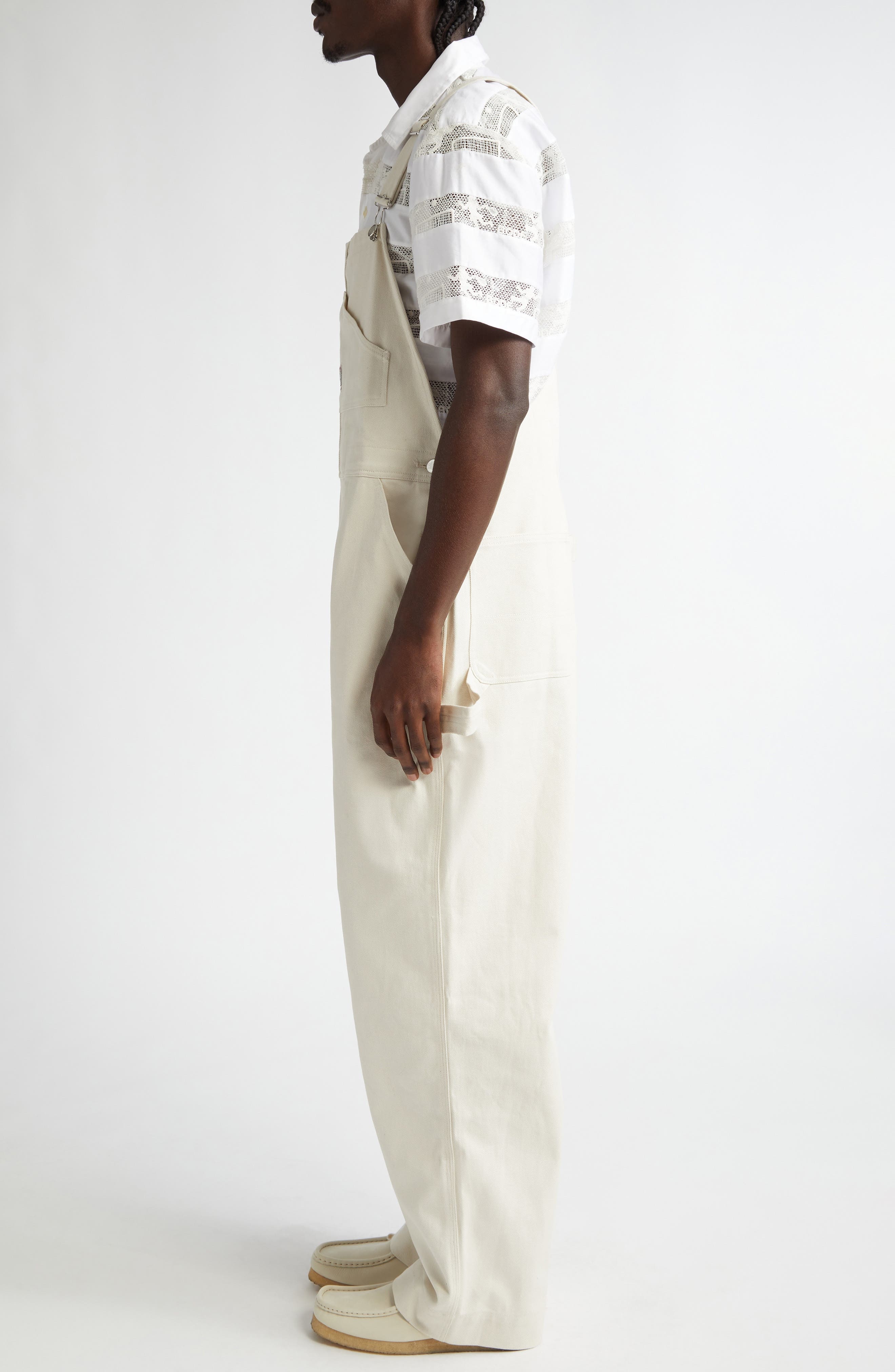 Bode Knolly Brook Overalls in White at Nordstrom - 3