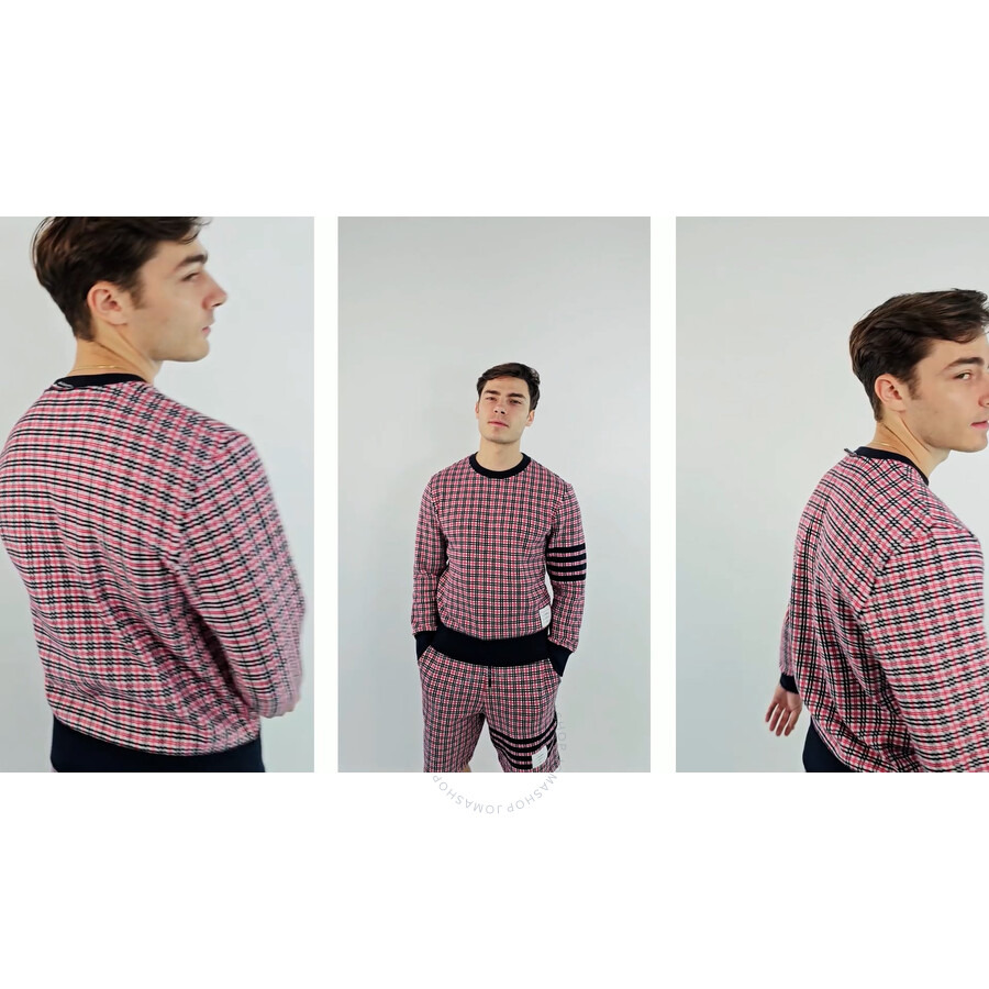 Thom Browne Men's Cotton Check Jacquard 4-Bar Sweatshirt - 3