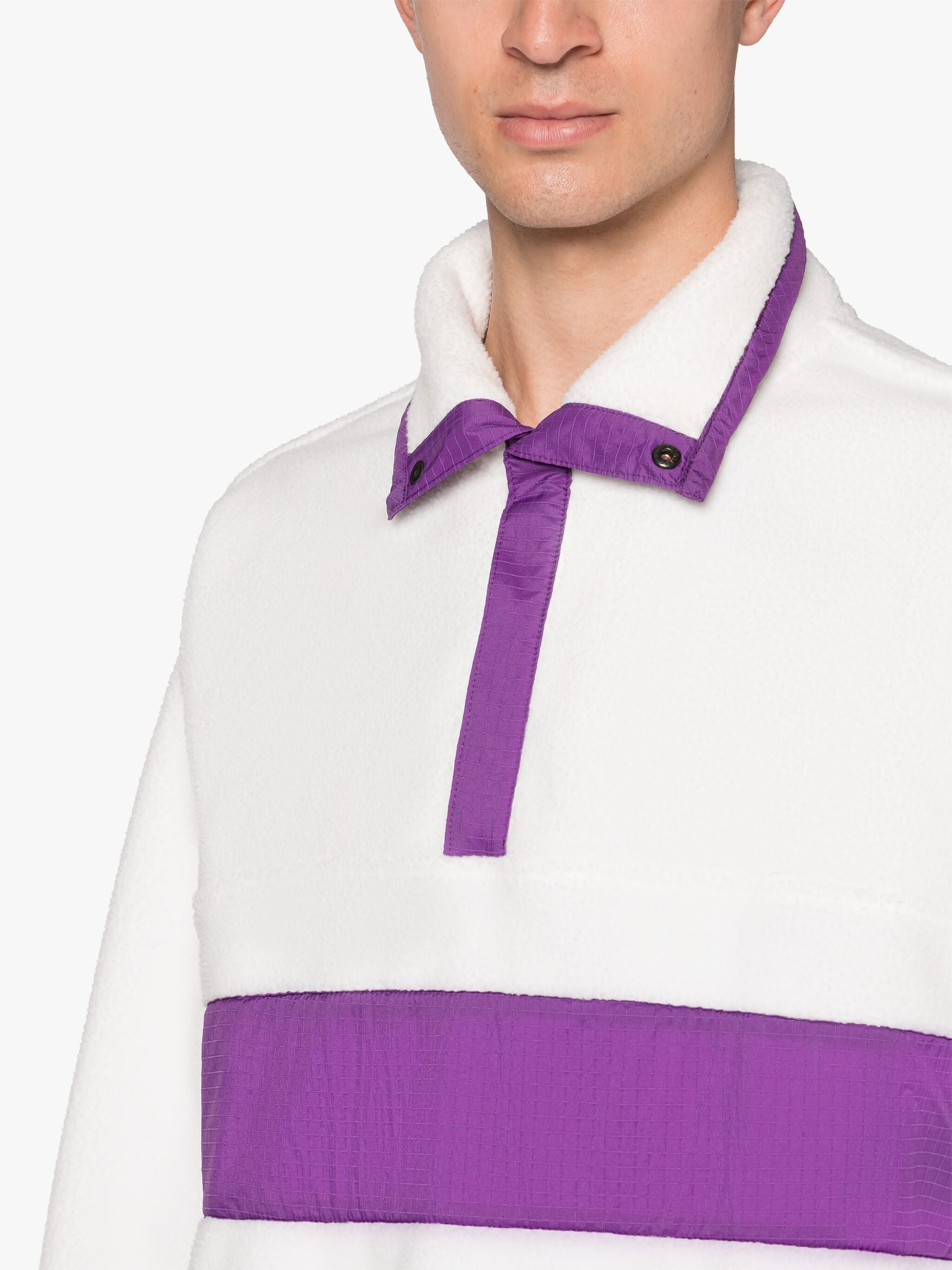 PURPLE & WHITE FLEECE POPOVER JACKET - 5