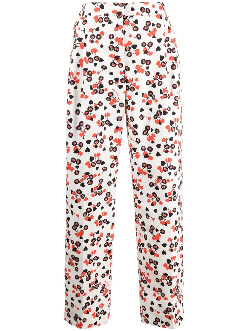 floral-print high-waist trousers 1