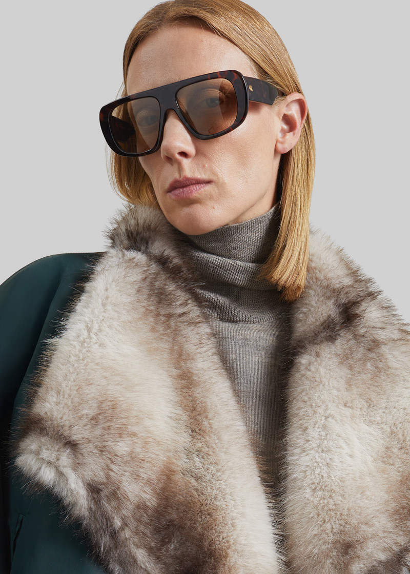 Vera Faux Fur Reversible Short Coat - Beige/Green 5