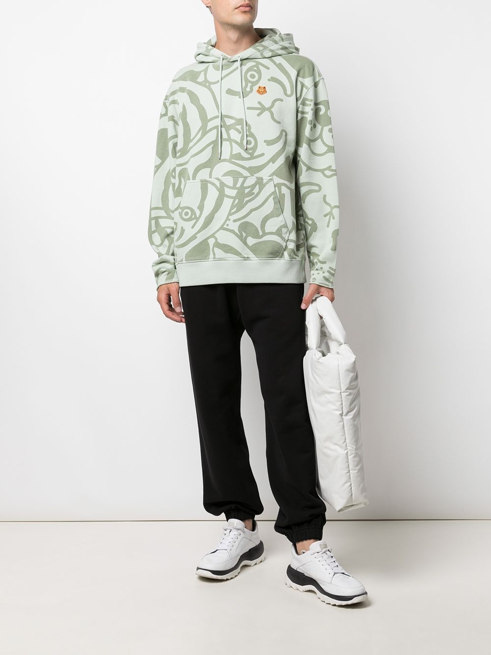 embroidered-motif graphic-print hoodie - 2