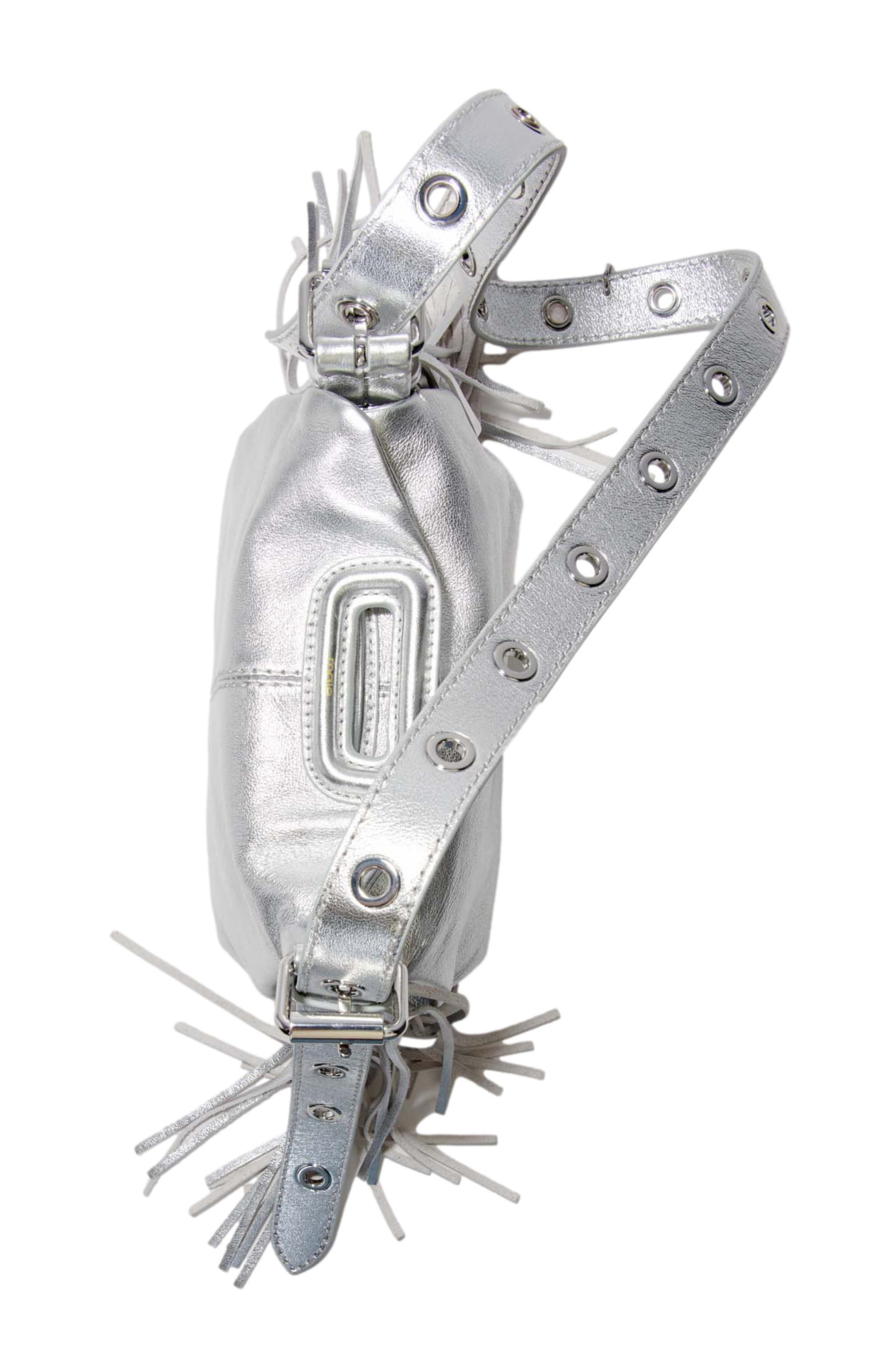 maje Metallic leather Miss M Mini bag in Silver at Nordstrom - 6