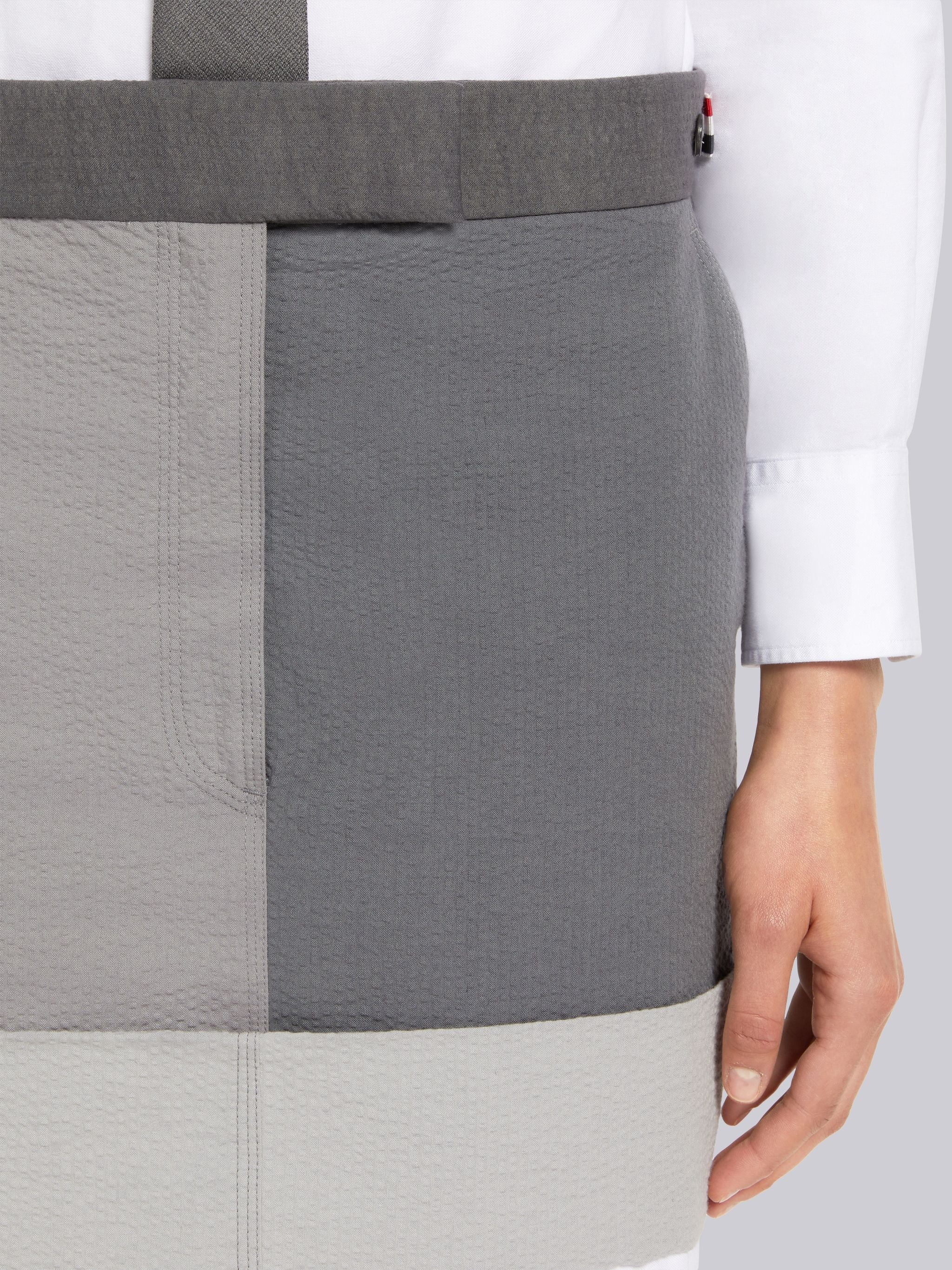 Silver Fun-Mix Cotton Seersucker Mini Sack Skirt - 5