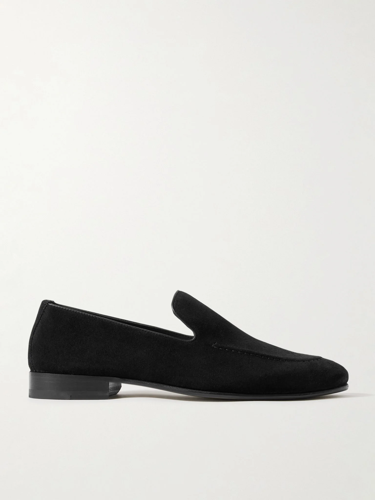 Truro Leather-Trimmed Suede Loafers Black - 1