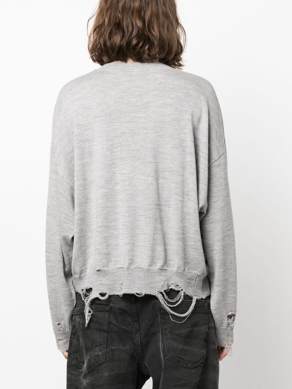 distressed merino-wool jumper - 4