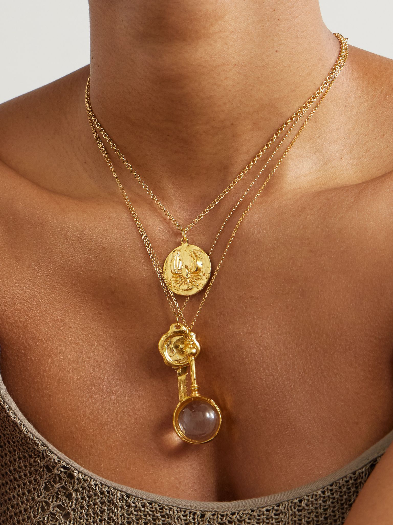 The Reader Of The Sea recycled gold-plated necklace Gold - 5