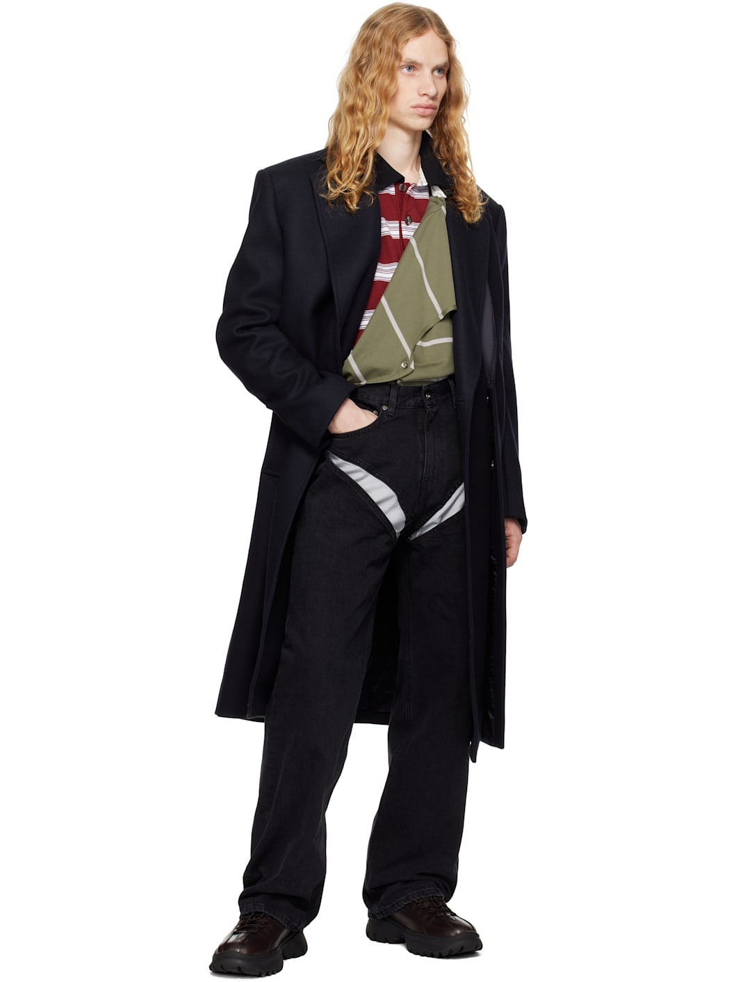 Navy Double Front Coat - 4
