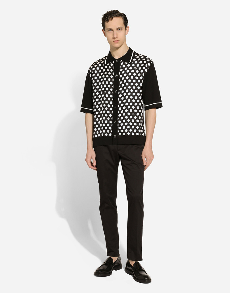 Dolce & Gabbana Oversize silk and yarn shirt with polka-dot print outlook