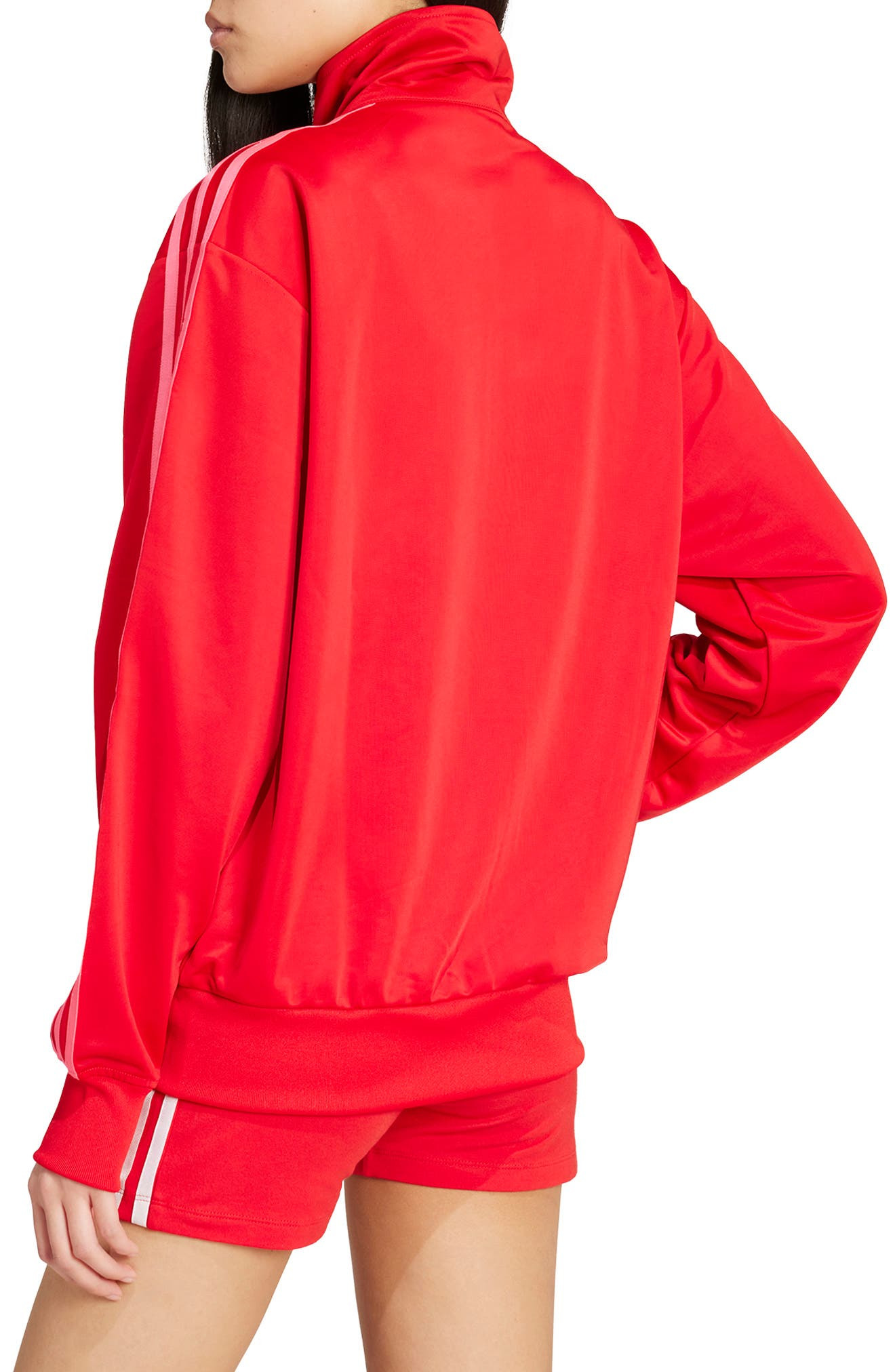 adidas Firebird Recycled Polyester Track Jacket in Better Scarlet/Lucid Pink at Nordstrom - 2