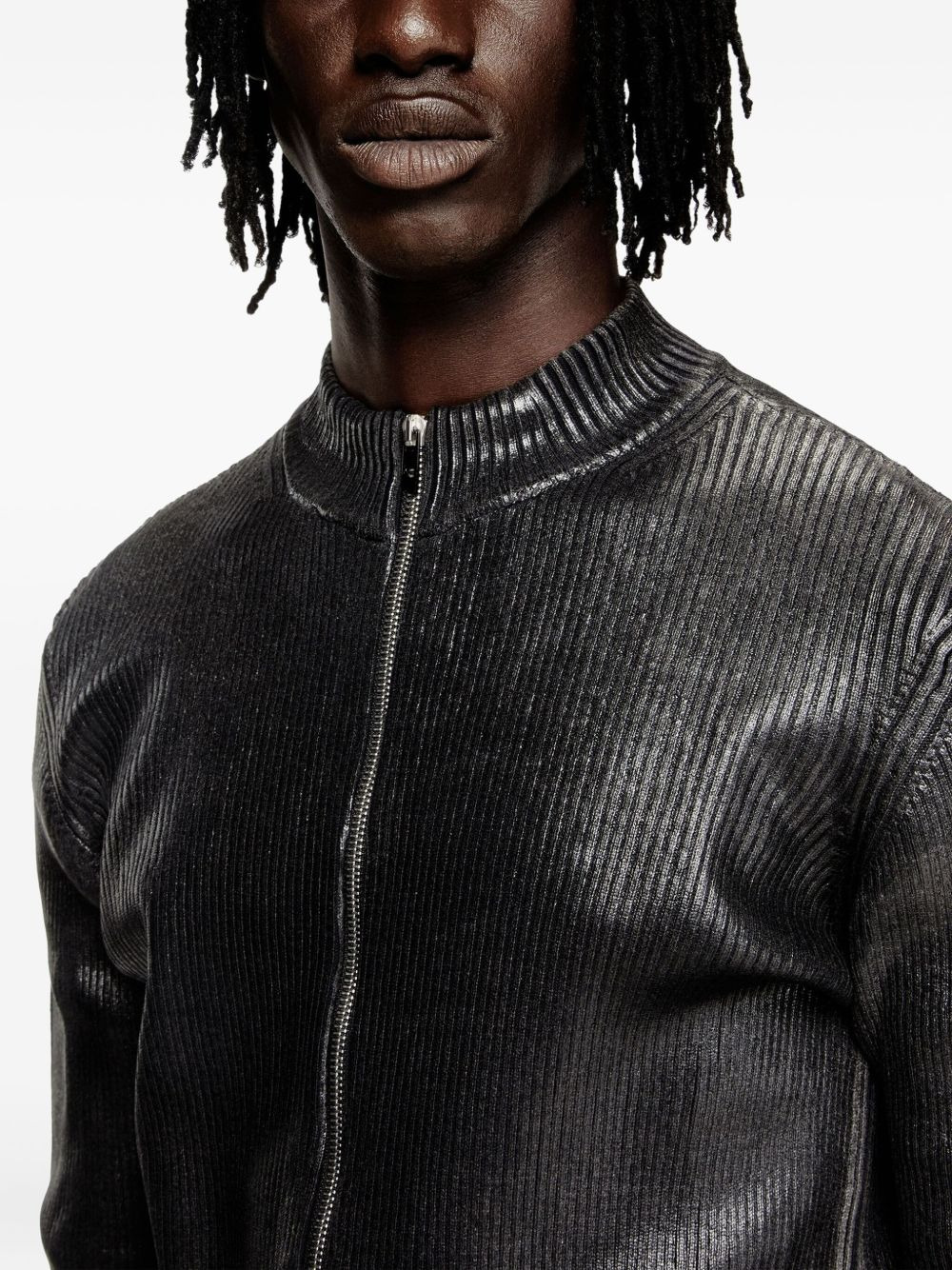 K-Dargy-D ribbed zip-up cardigan - 4