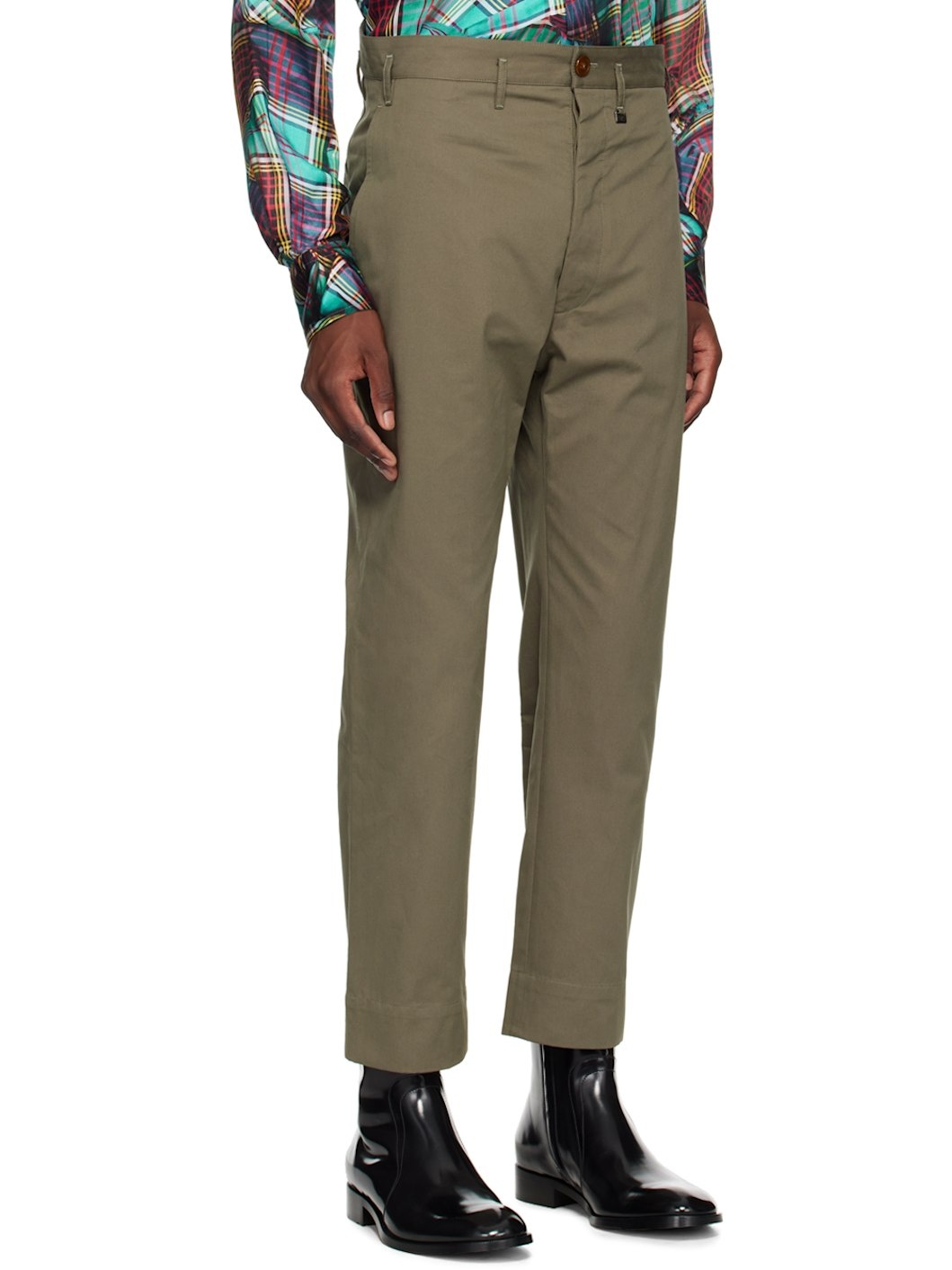 Khaki M Cropped Cruise Trousers - 2