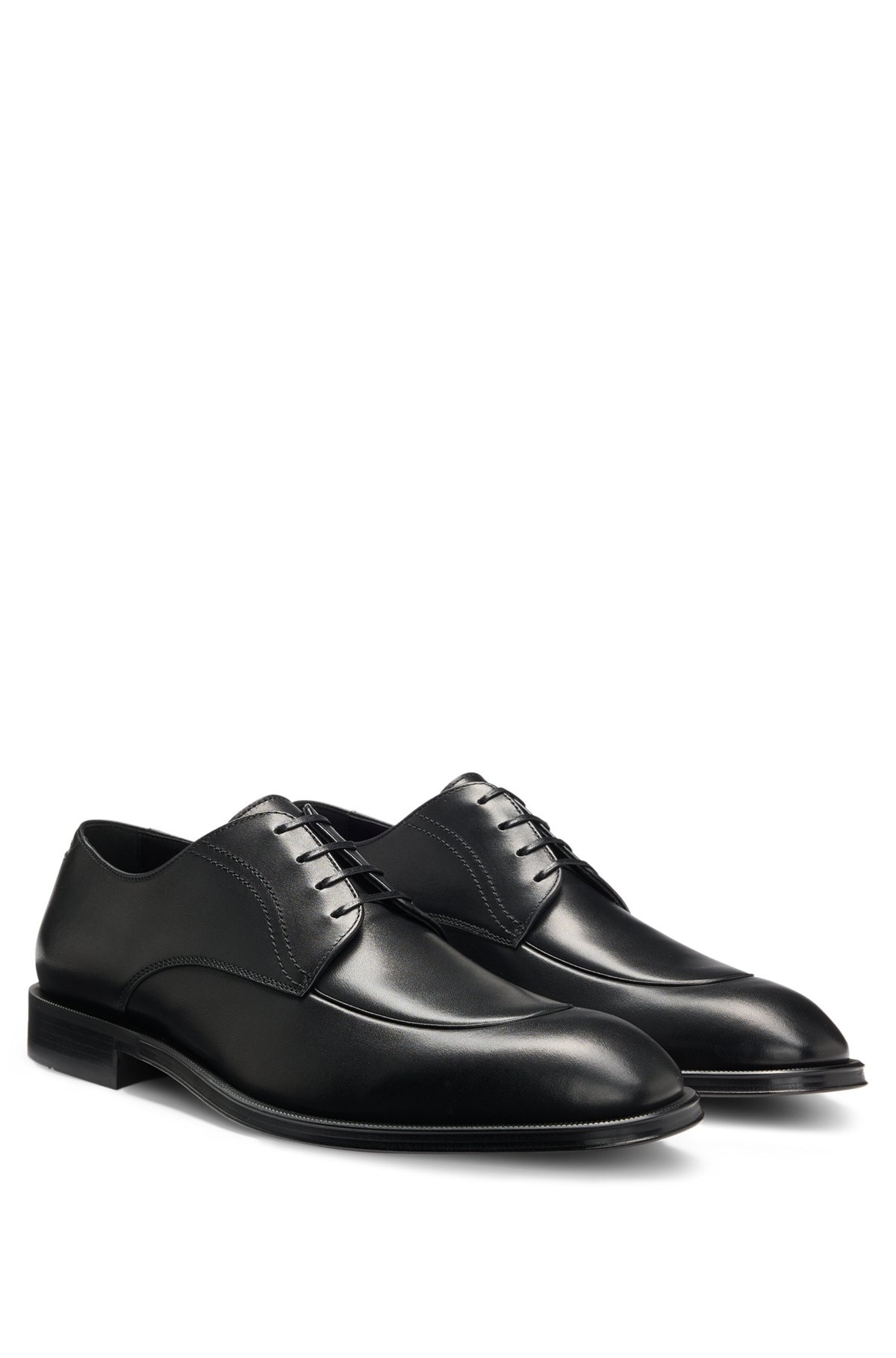 LEATHER DERBY SHOES WITH APRON TOE - 2