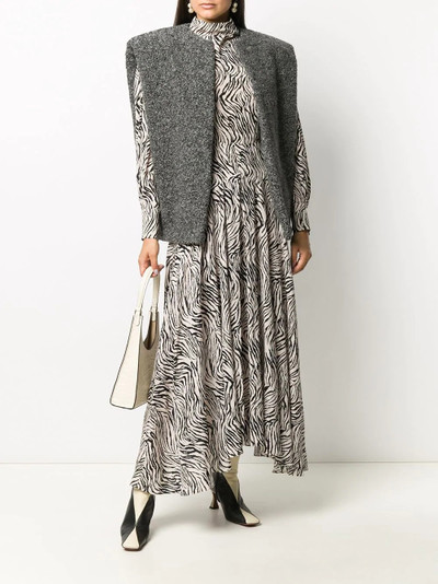 Isabel Marant zebra print long-sleeve pleated dress outlook