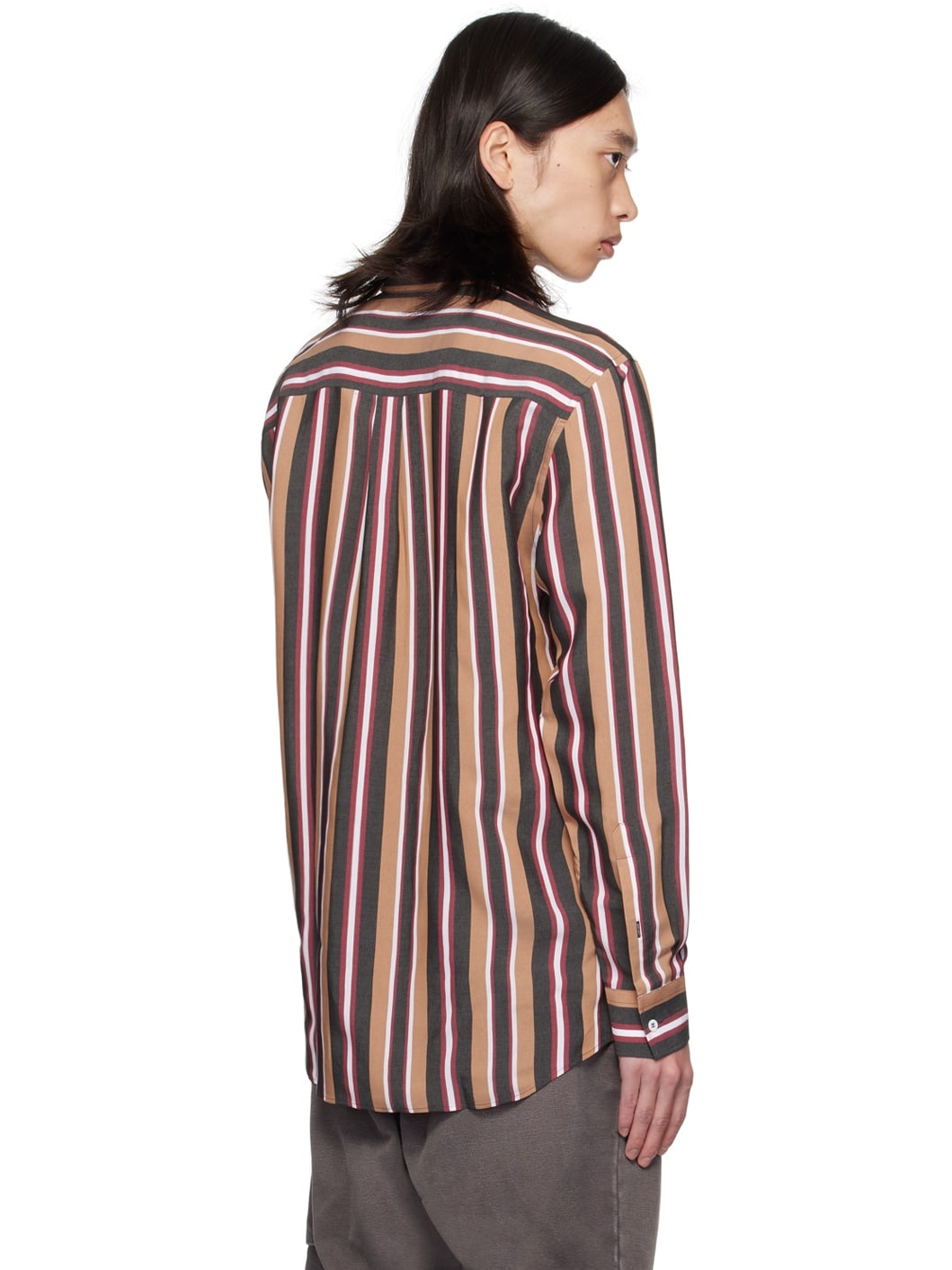 Brown Striped Teddy Patch Shirt - 3