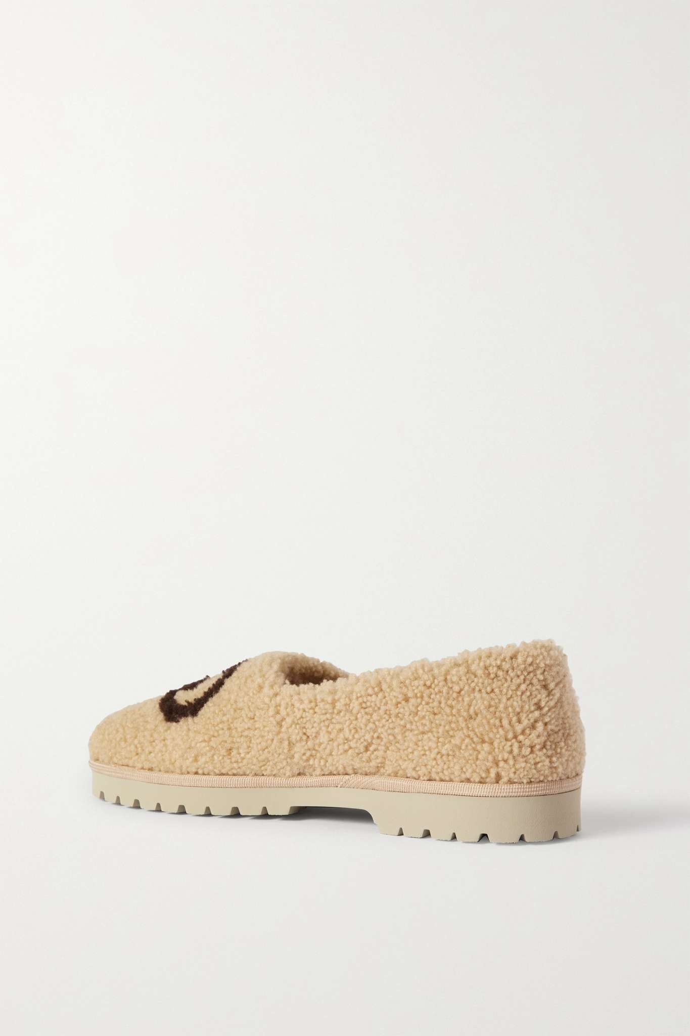 Elea logo-print shearling ballet flats - 3