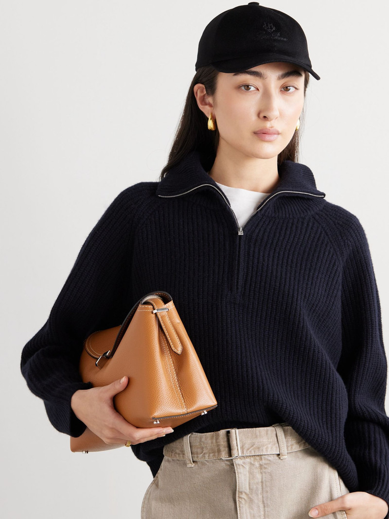 Loro Piana Embroidered cashmere-felt baseball cap Black outlook