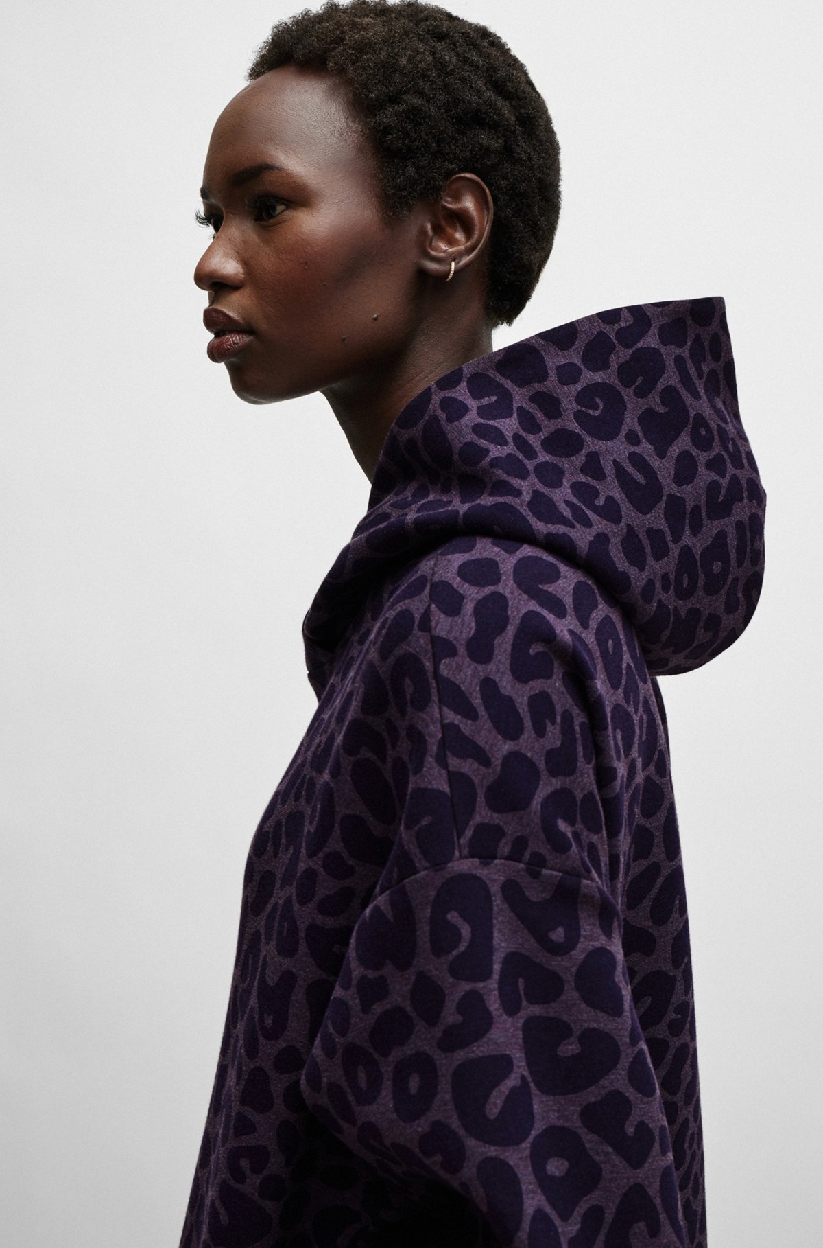 NAOMI X BOSS LONGLINE HOODIE WITH LEOPARD PATTERN - 5