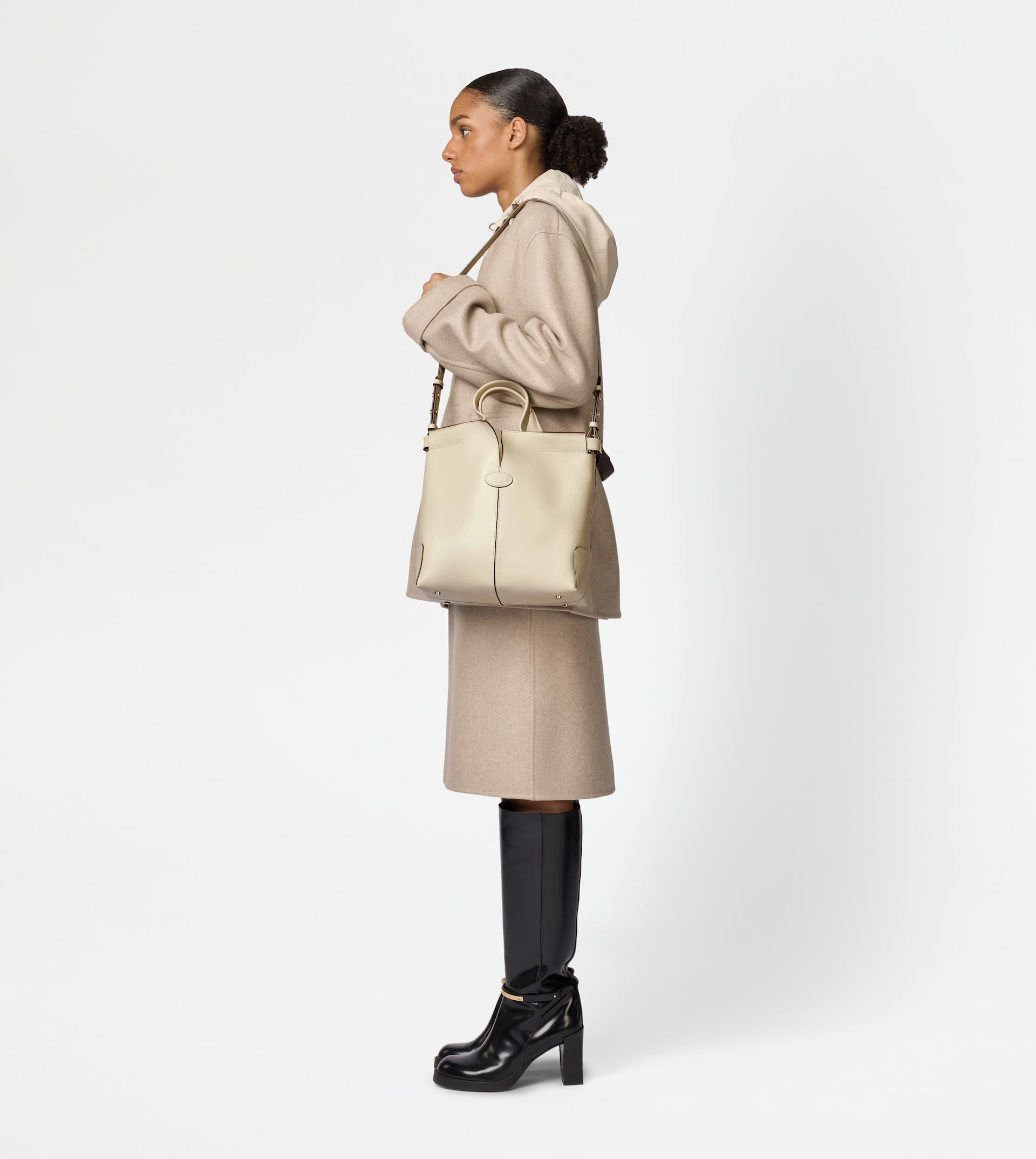 TOD'S DI BAG FOLIO IN LEATHER SMALL - OFF WHITE - 10