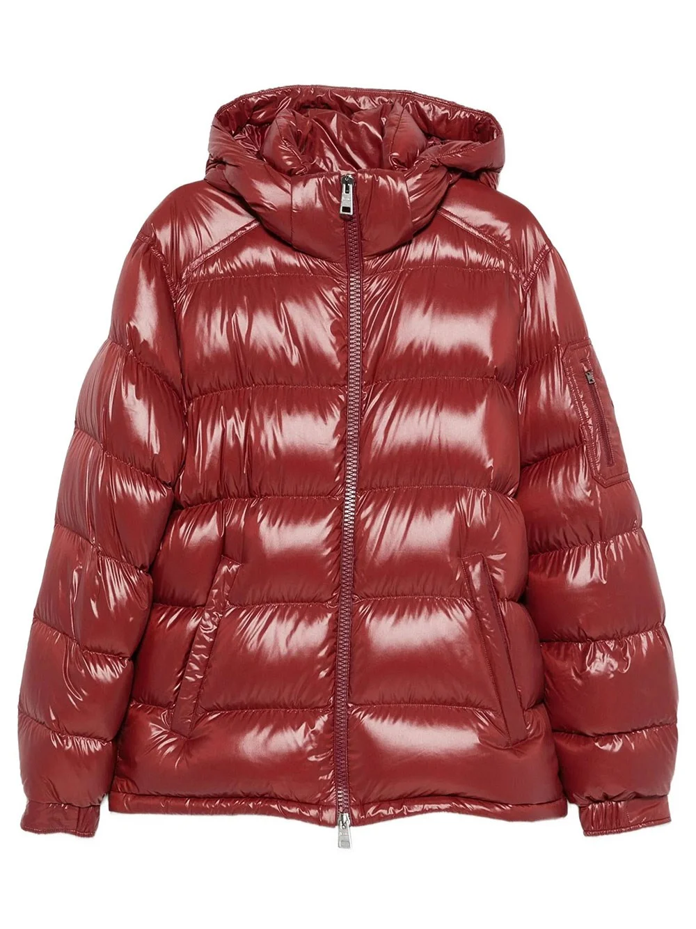 Shiny Effect Down Jacket with Hood - 1