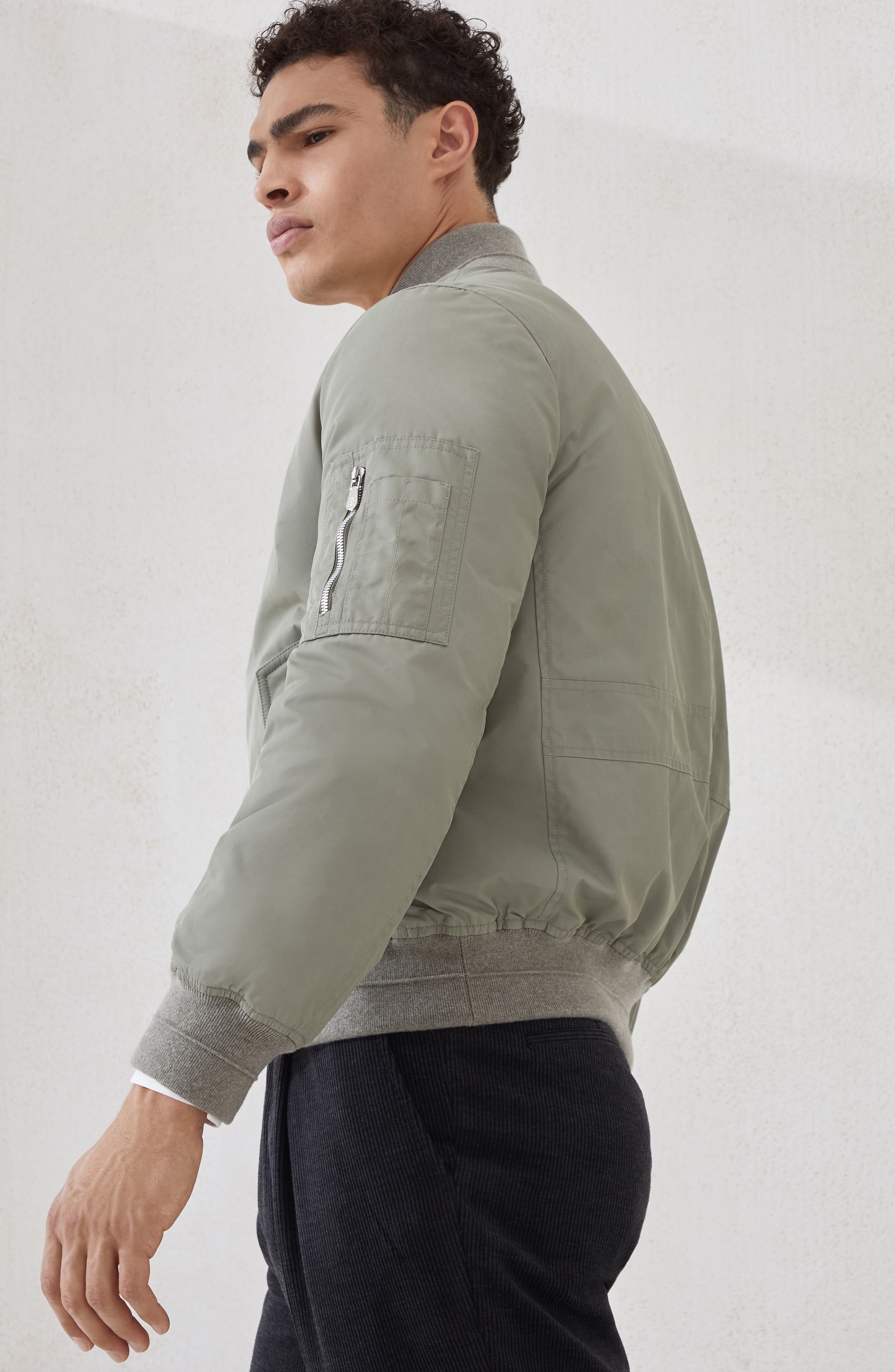 Brunello Cucinelli Bomber jacket with padding in Khaki at Nordstrom - 5