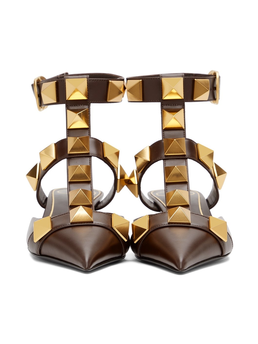 Brown Medium Roman Stud Heels - 2