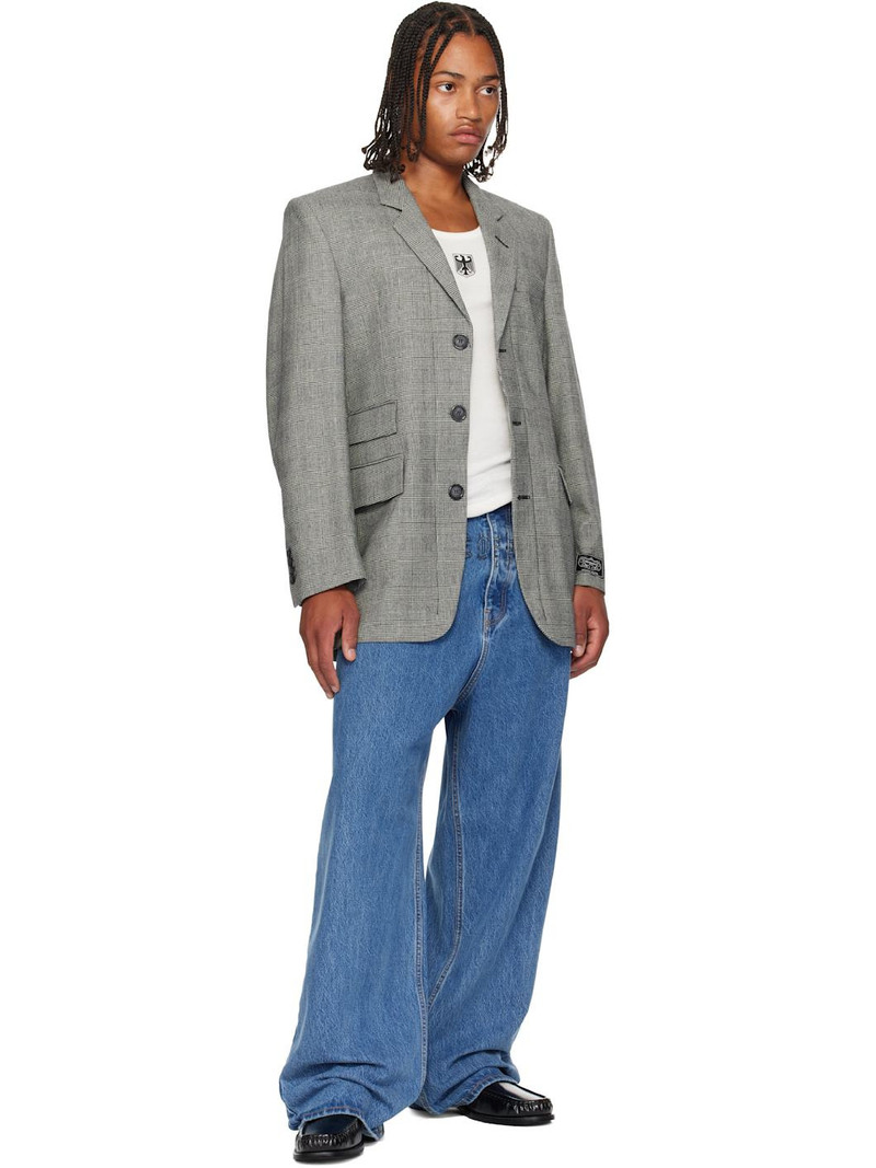 VETEMENTS Gray Fitted Zip Tailored Blazer outlook