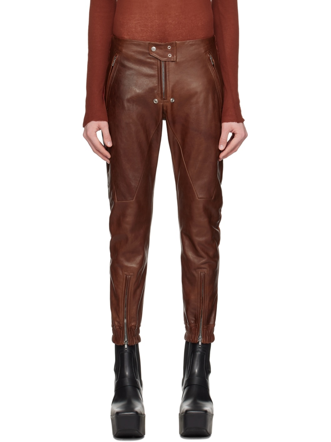 Brown Luxor Leather Pants - 1