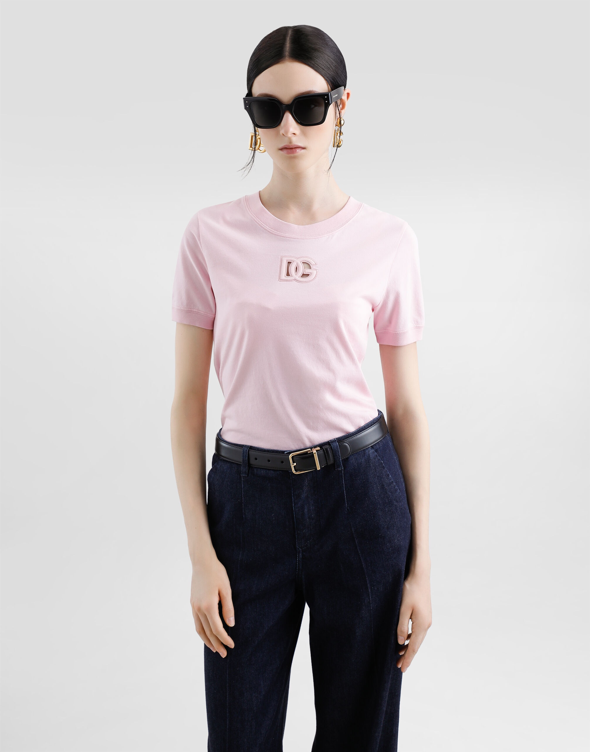 Jersey T-shirt with raised DG logo embroidery - 4