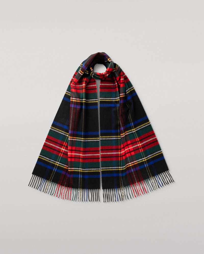 Black Stewart Tartan Merino Scarf 1