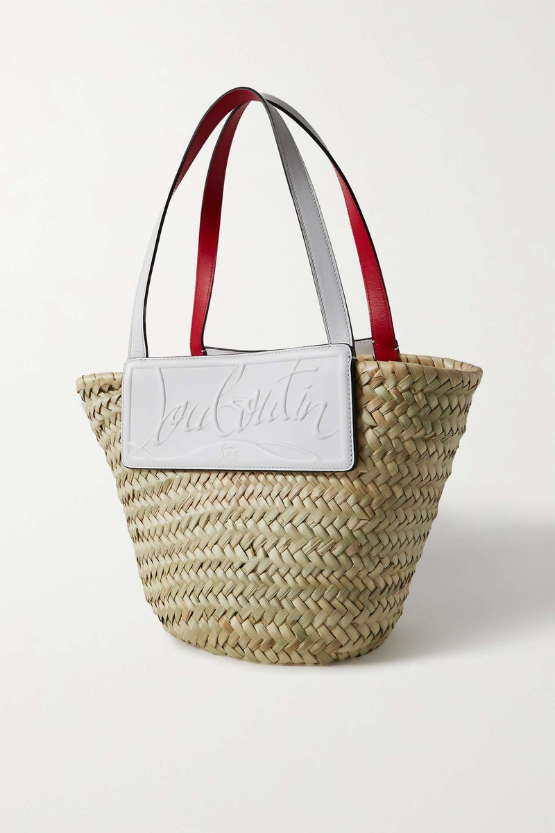 Loubishore small woven straw and embossed leather tote 3