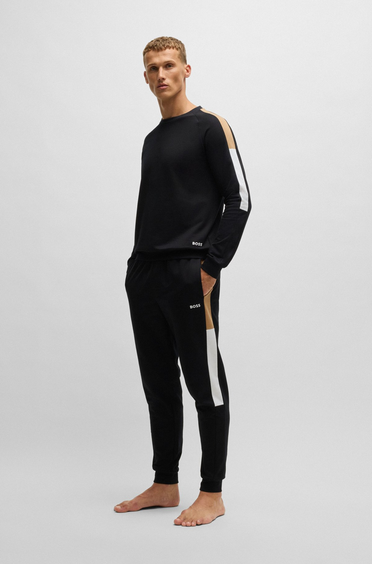 REGULAR-FIT SWEATSHIRT IN COTTON TERRY WITH CONTRAST PANELS - 3
