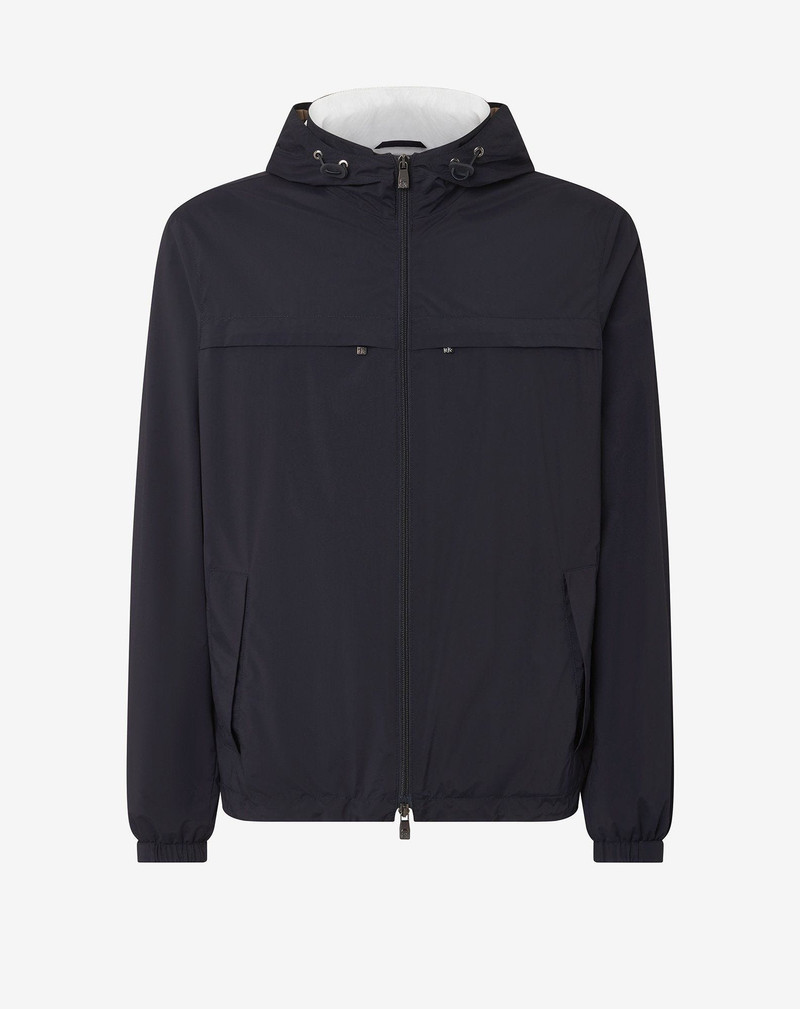 Navy blue stretch technical fabric jacket 1