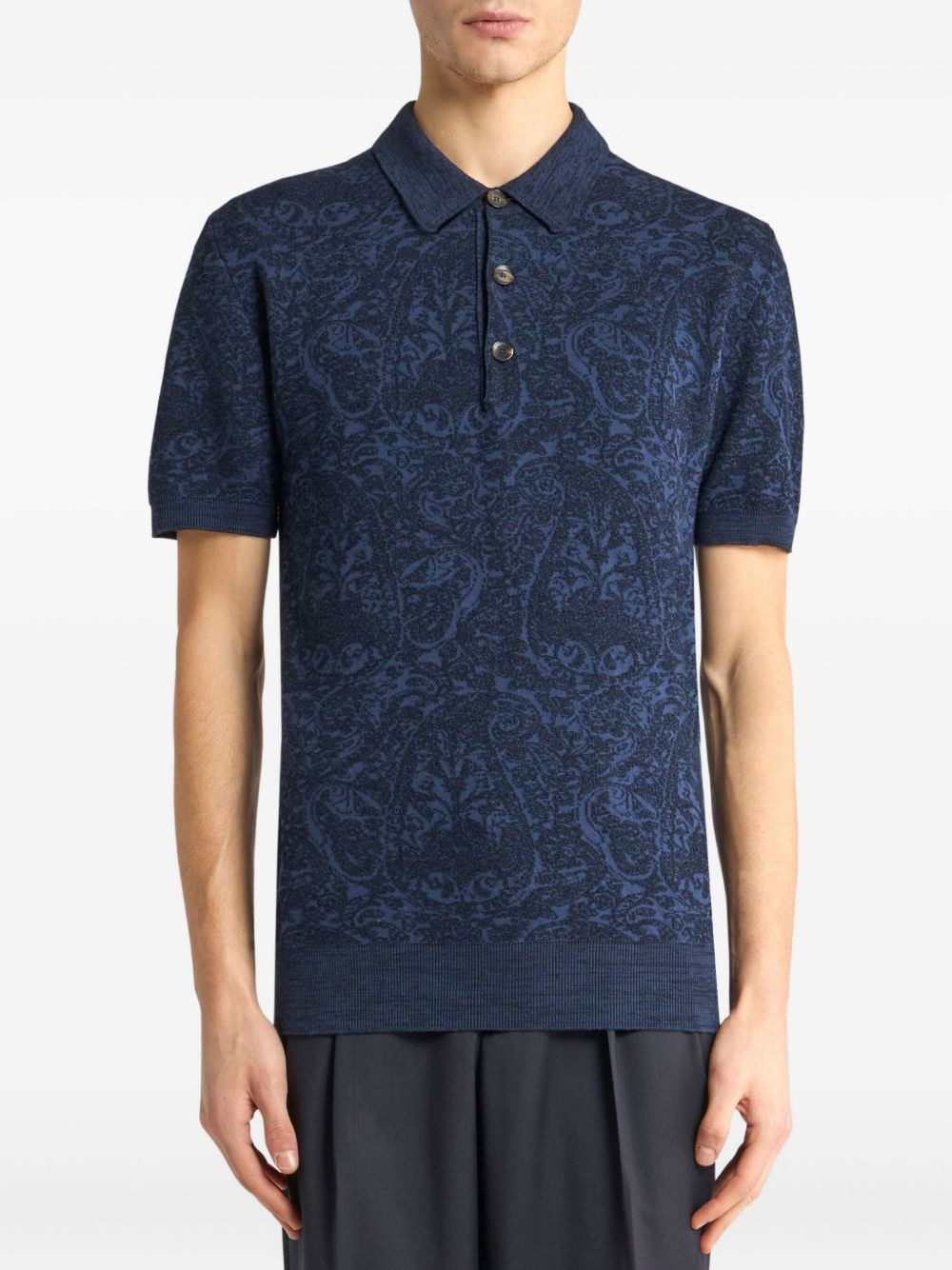 paisley jacquard polo shirt - 3