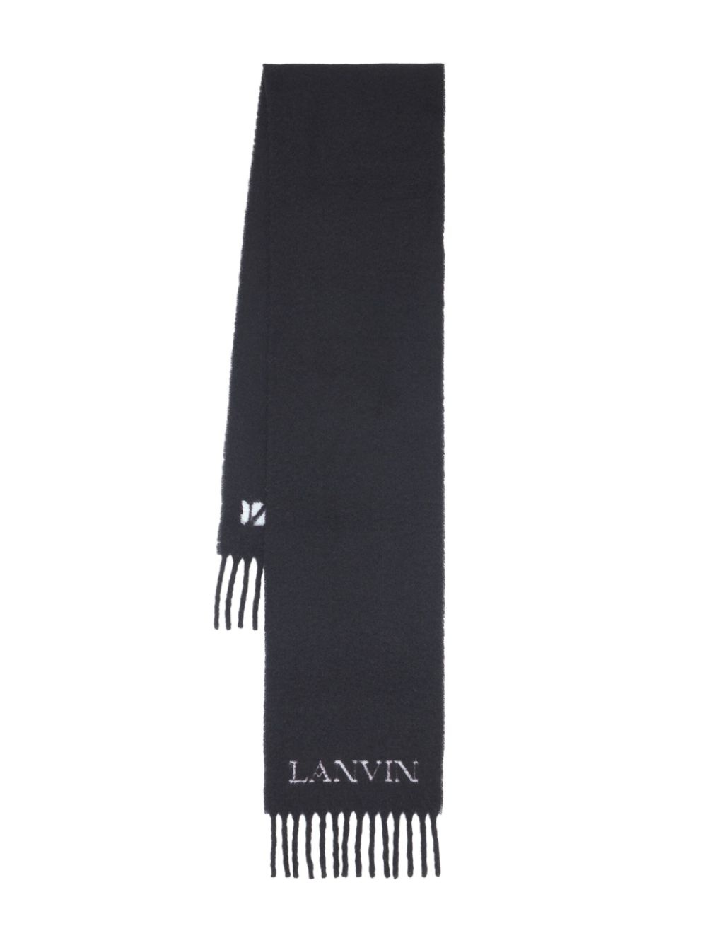 jacquard logo motif fringed scarf - 5