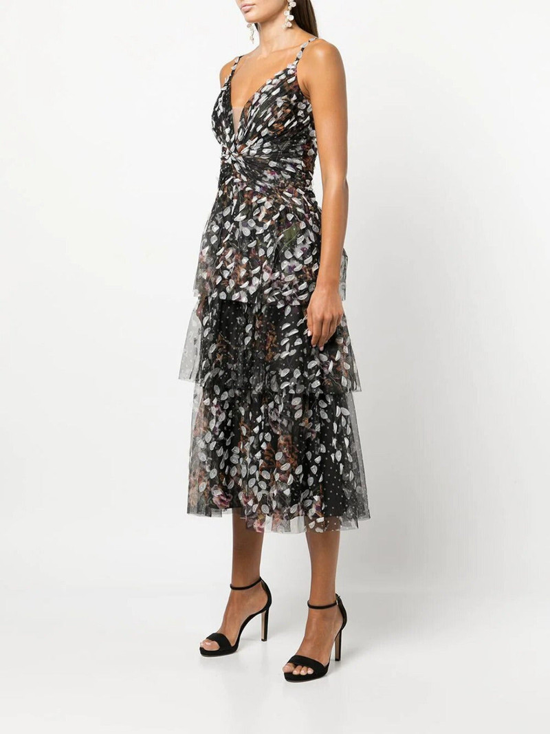Marchesa TIERED PRINTED COCKTAIL DRESS outlook