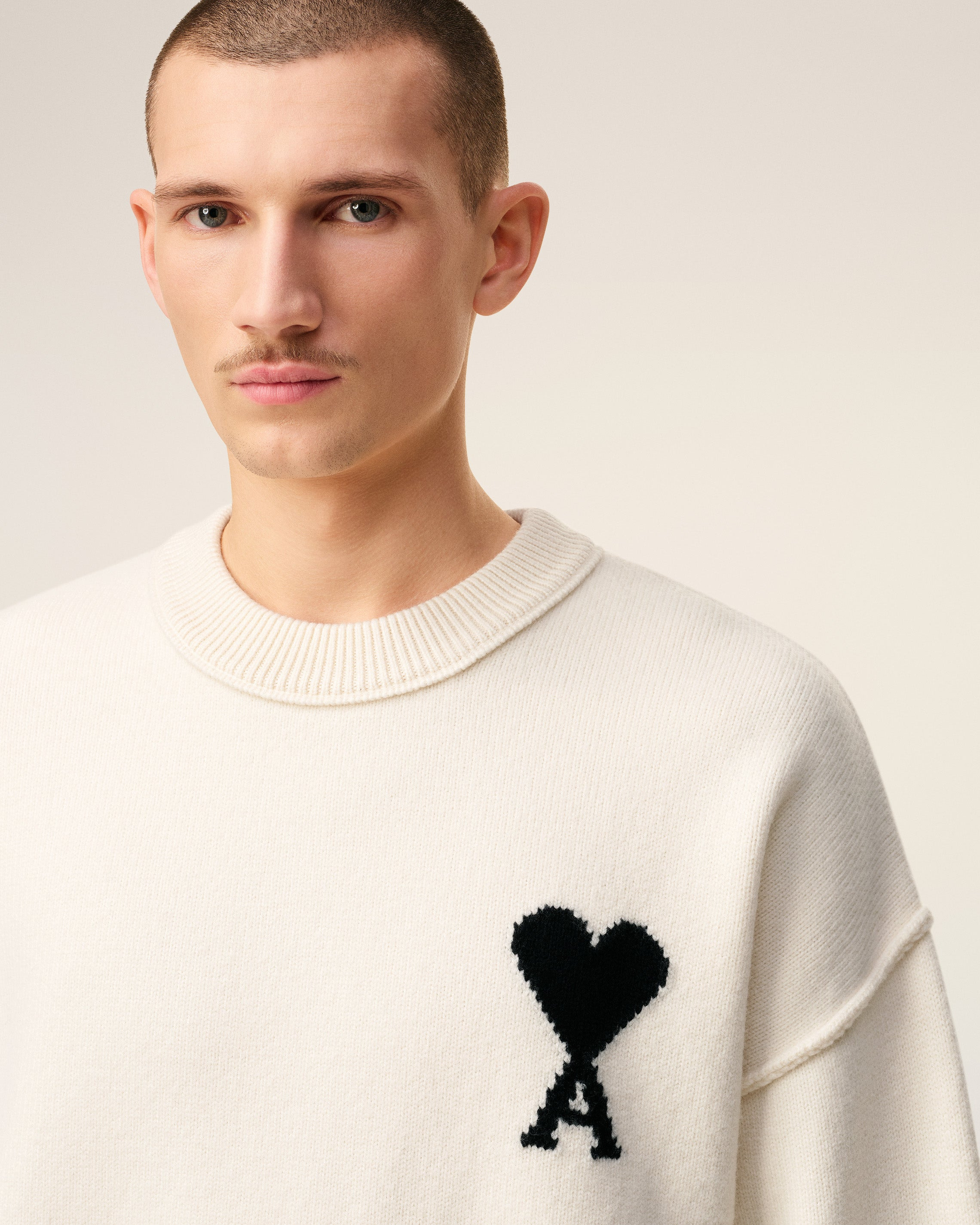 WHITE WOOL AMI DE COEUR CREWNECK SWEATER - 19
