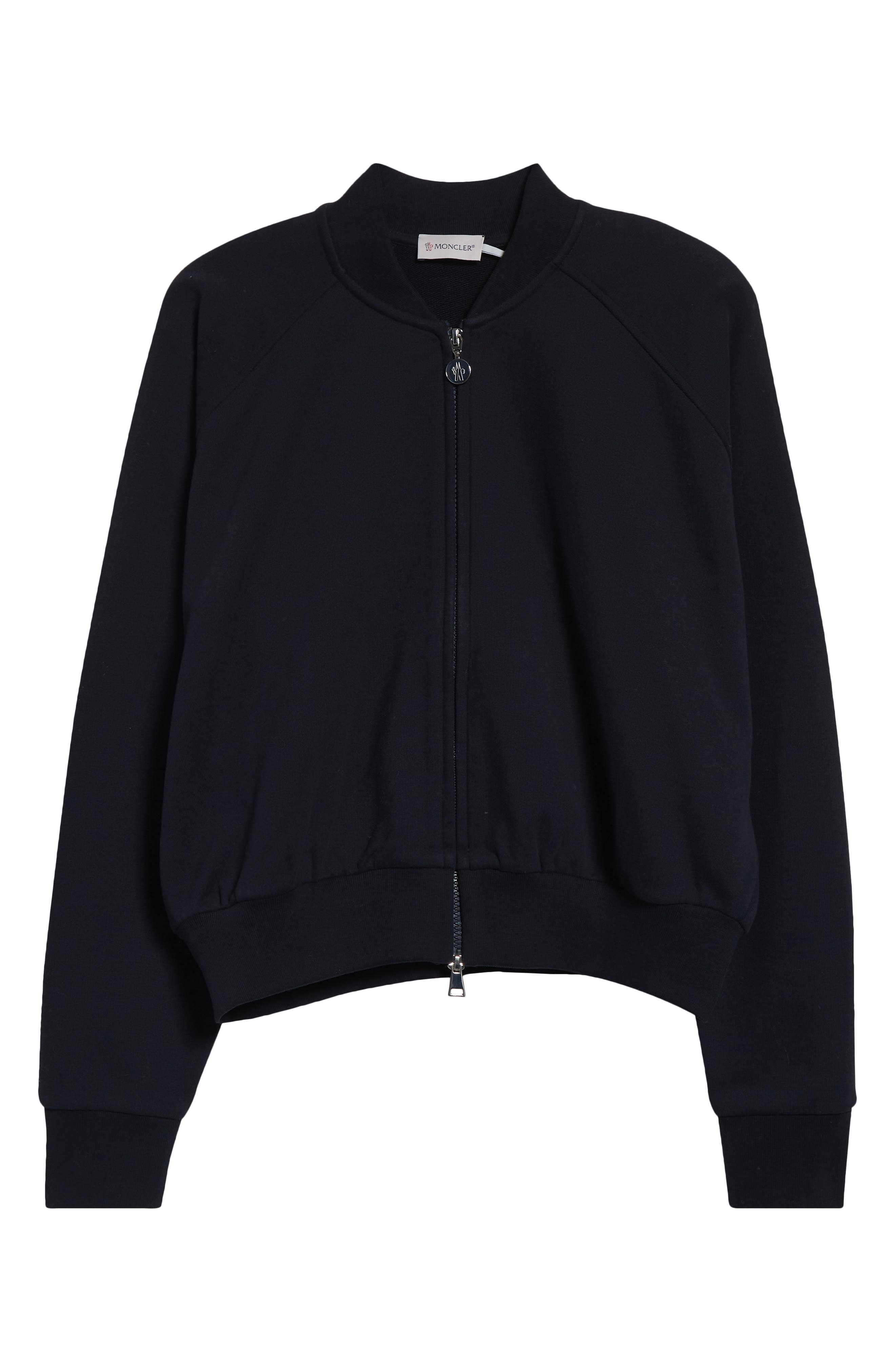 Moncler Zip Crop Cotton Cardigan in Blue at Nordstrom - 6