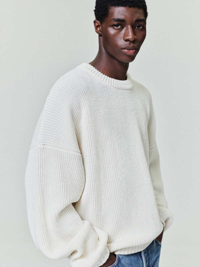 Double Knit Linen Wool Cotton Crewneck Sweater 1
