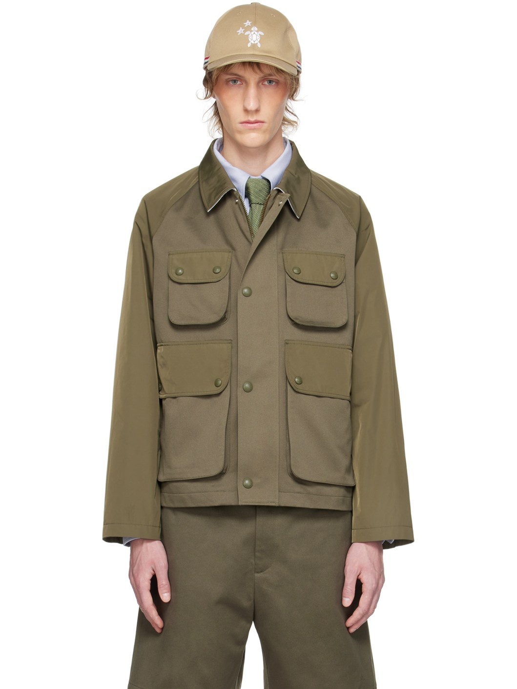 Khaki Cropped Relaxed Field Jacket - 1