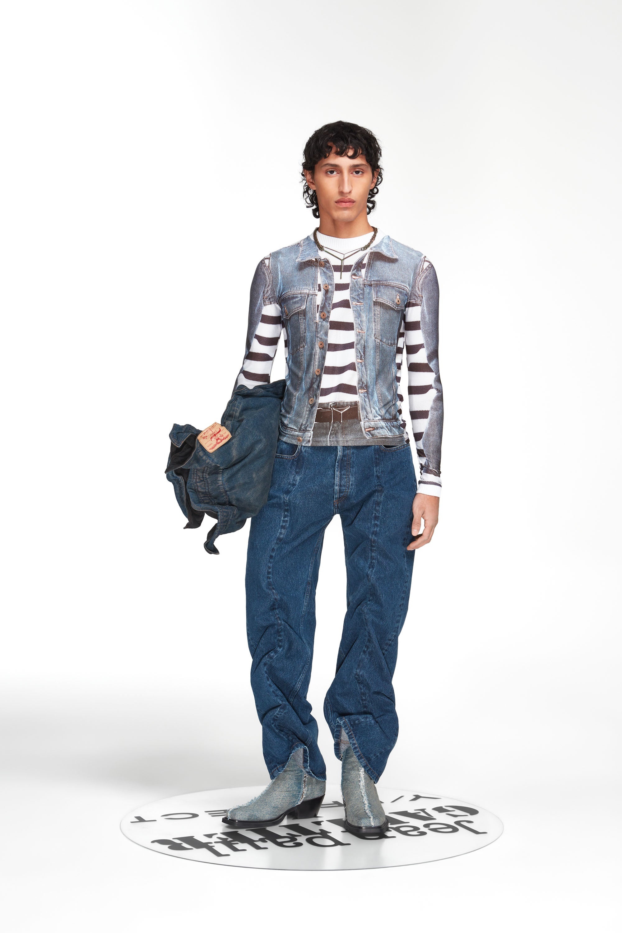 Trompe L'Oeil Denim Jacket Top - 3