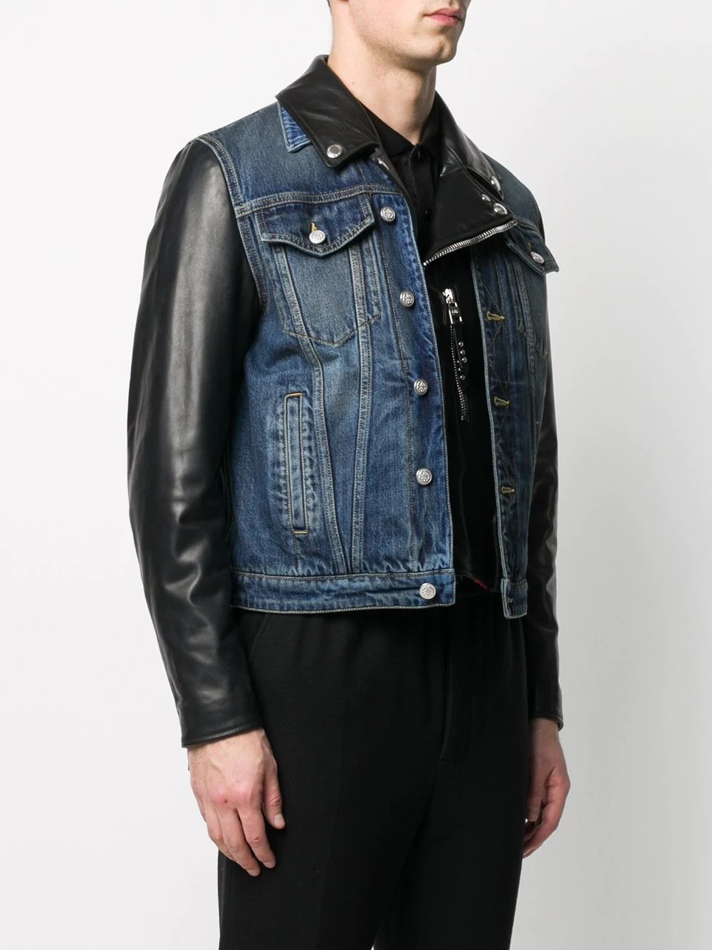 hybrid denim biker jacket - 3