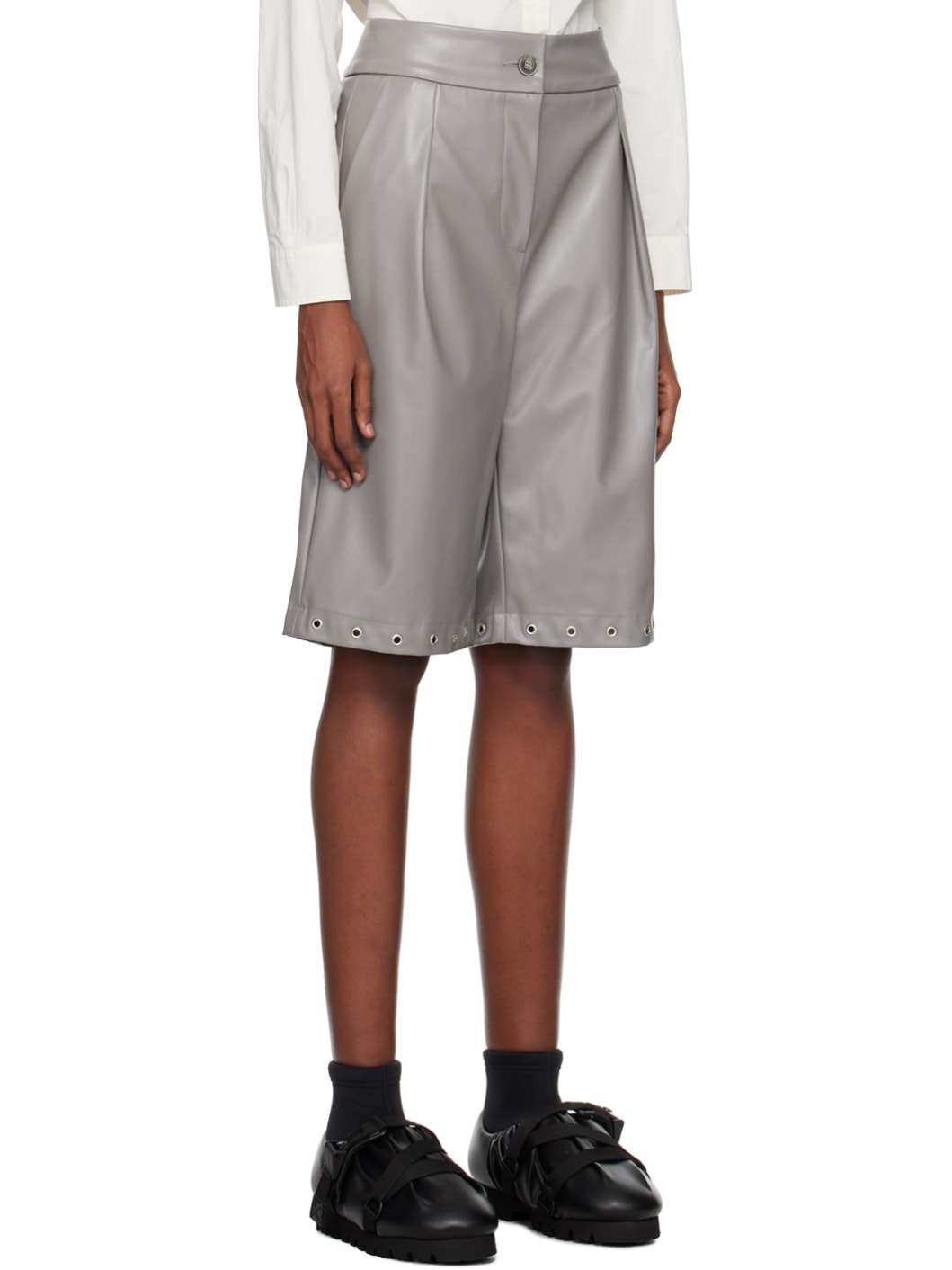 Gray Gardener Faux-Leather Shorts - 2