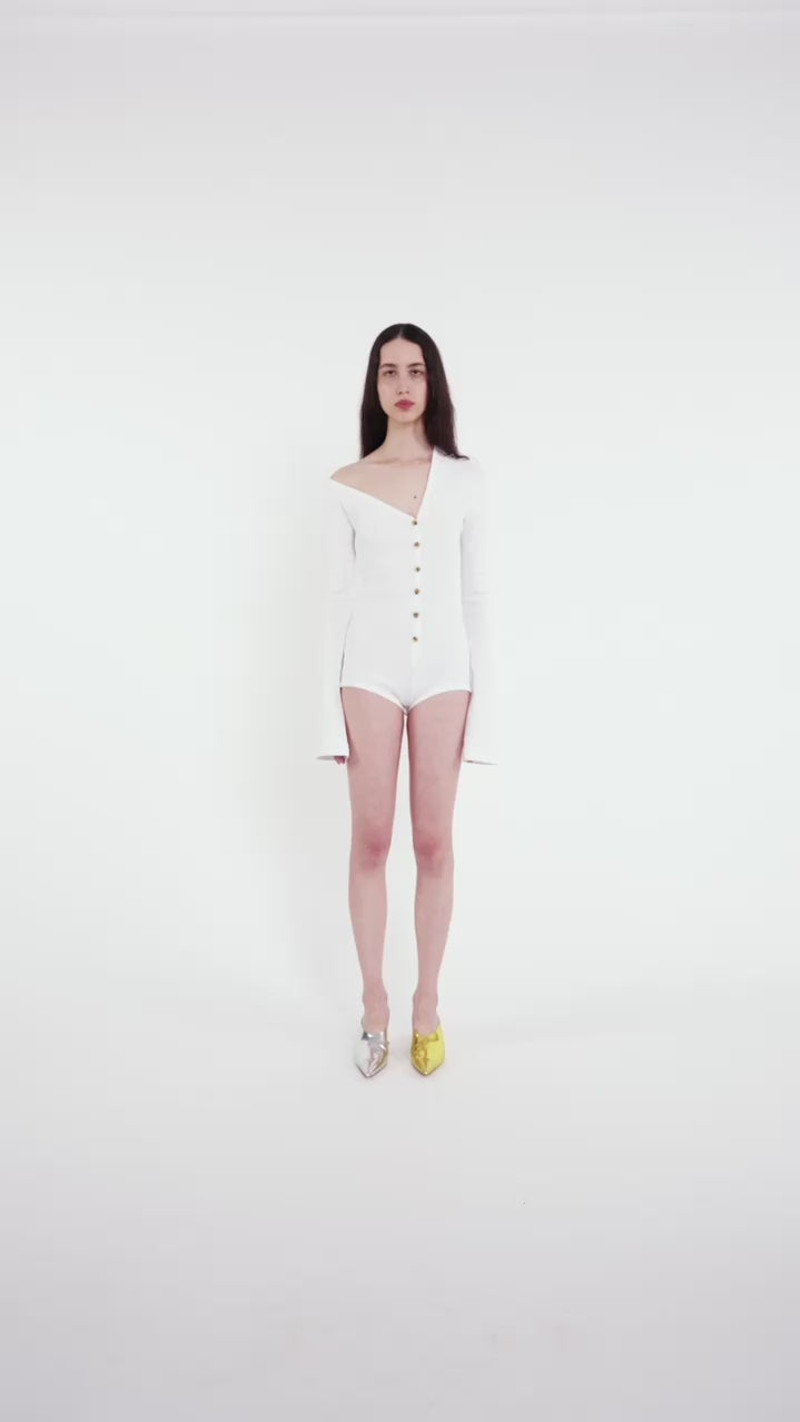 BODYSUIT WITH ASYMMETRIC COLLAR WHITE 7