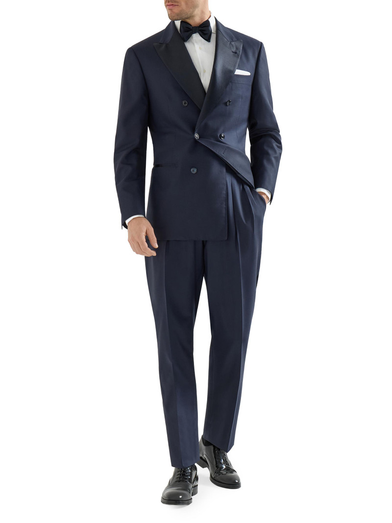 Men's Tuxedo with One and a Half Breasted Jacket and Double Pleated Trousers - Navy Blue 5