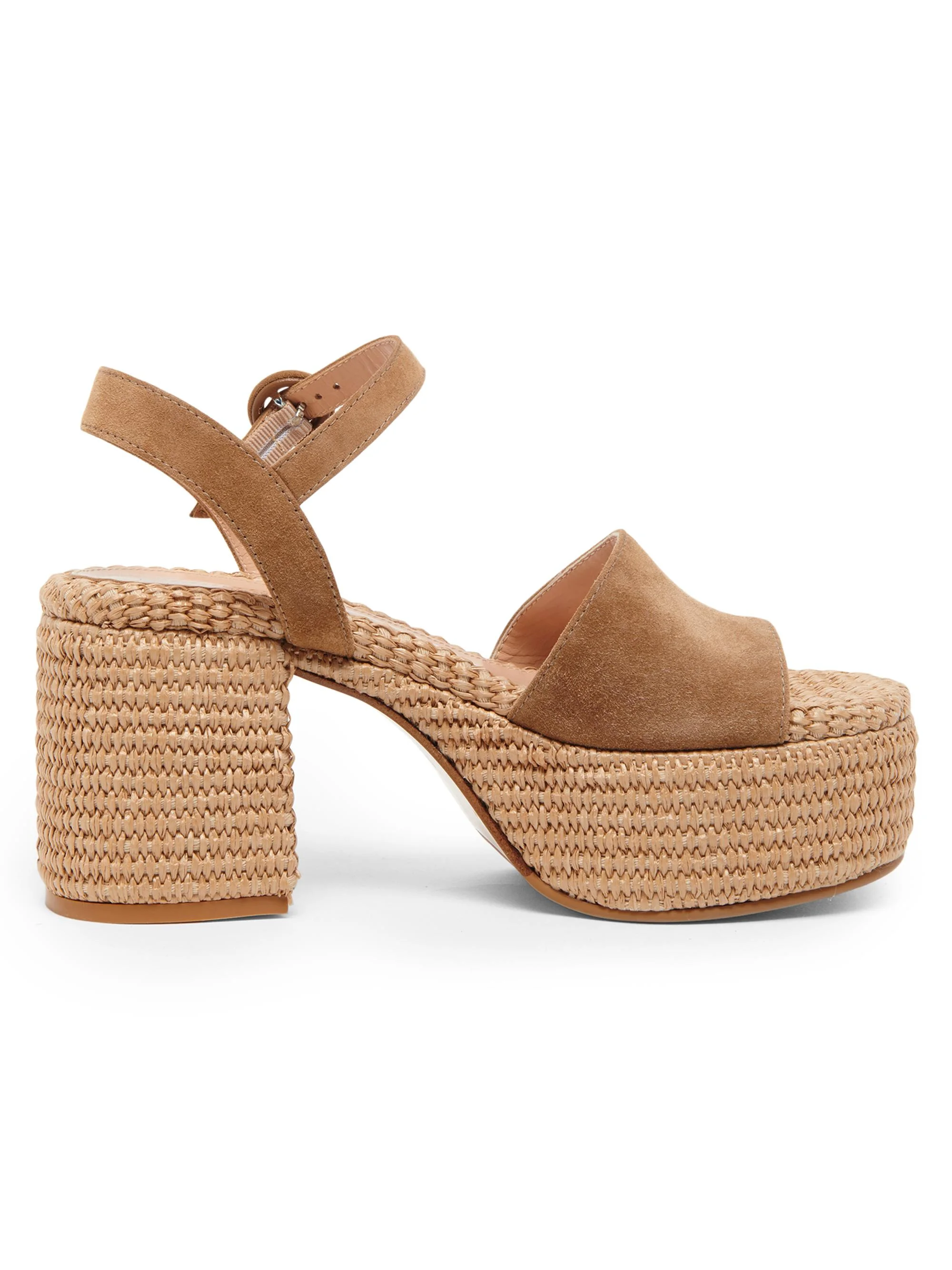 Women's Carol Marbella Suede & Raffia Platform Sandals - Camel Natural - 1
