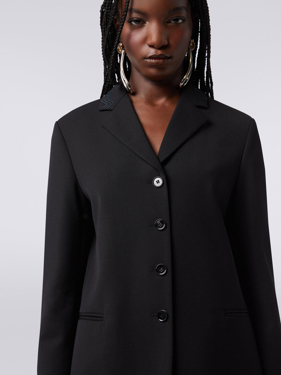 Wool blazer with zigzag embroidery - 5