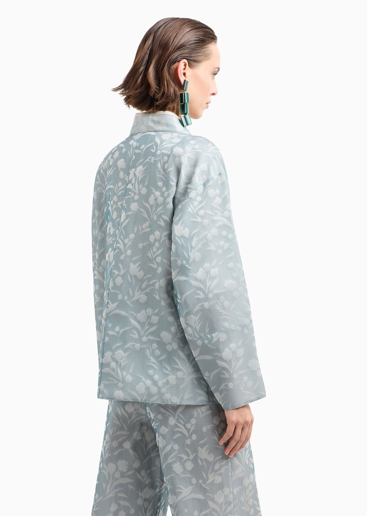 Floral jacquard silk short kimono - 3