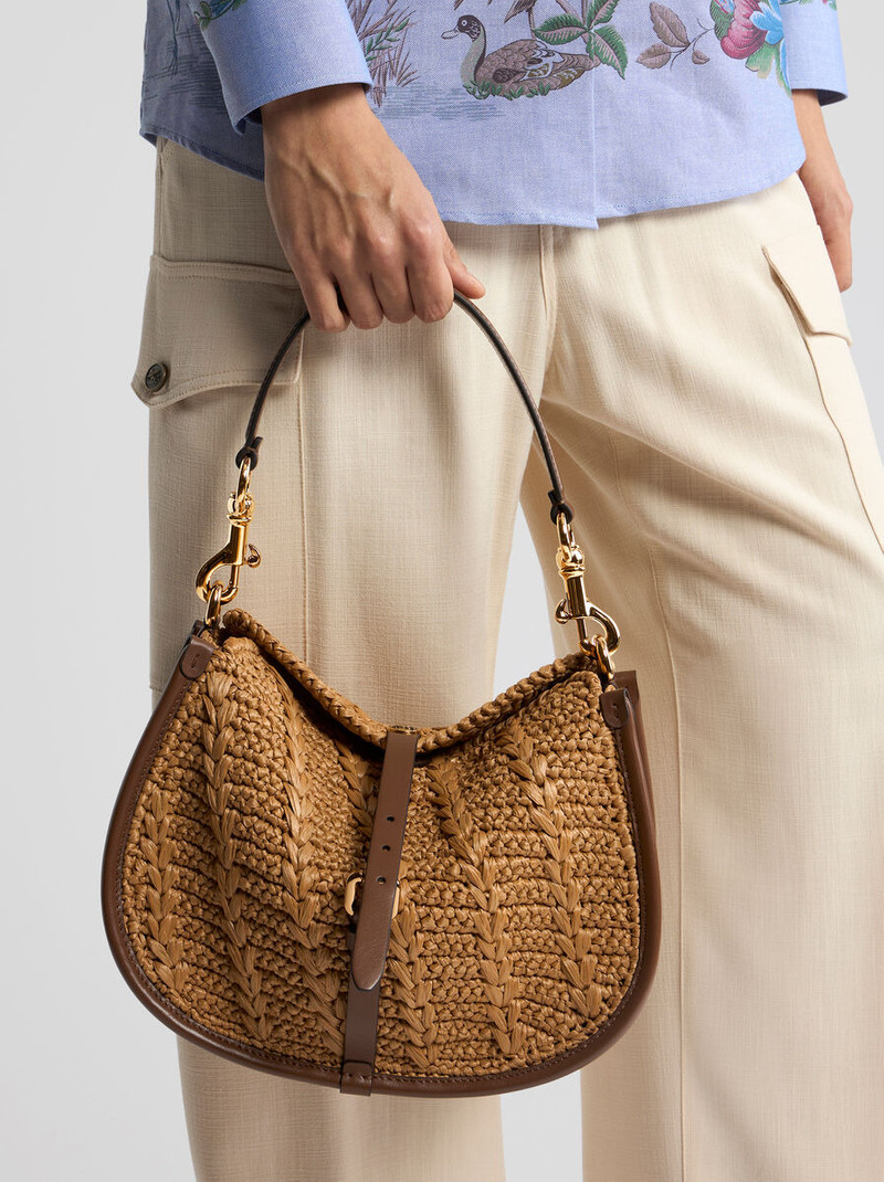 Etro MEDIUM PONY BAG IN CROCHETED RAFFIA outlook