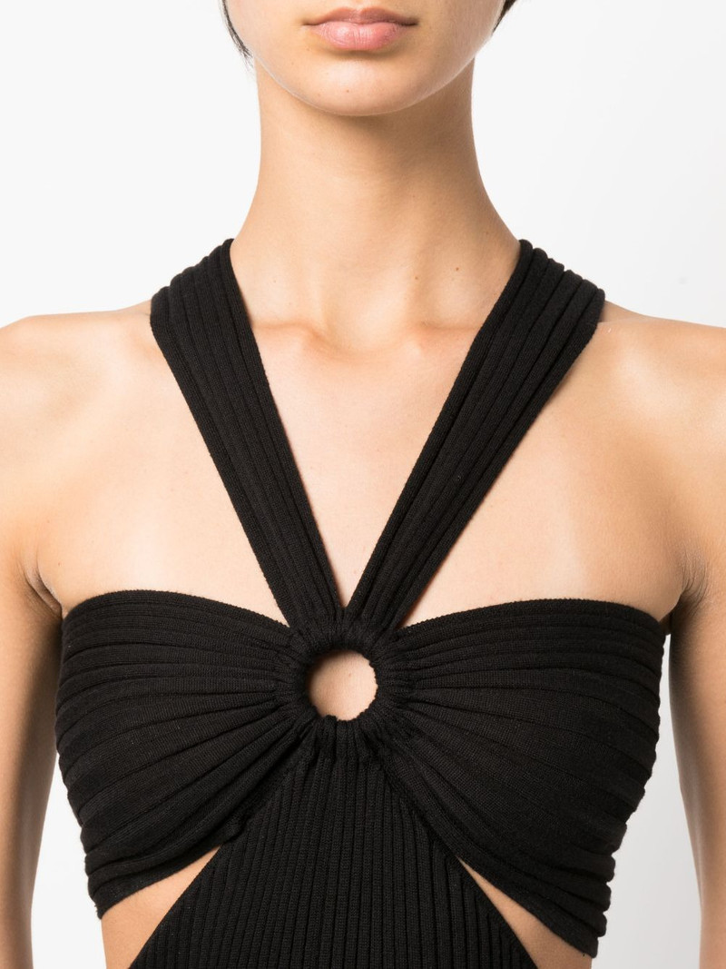 gathered ribbed-knit maxi dress 5